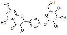 CAS#: 150853-97-7， 5-Hydroxy-3,7-Dimethoxy-2-[4-[(2S,3R,4S,5S,6R)-3,4,5-Trihydroxy-6-(Hydroxymethyl)Oxan-2-Yl]Oxyphenyl]Chromen-4-One