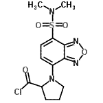 structure of CAS# 150993-63-8, 1-[7-(Dimethylsulfamoyl)-2,1,3-Benzoxadiazol-4-Yl]Prolyl Chloride;(S)-(-)-4<wbr>-(N,N-DIM<wbr>ETHYLAMIN<wbr>OSULFONYL<wbr>)-7-(2-CH<wbr>LOROFORMY<wbr>LPYRROLID<wbr>IN-1-YL)B<wbr>ENZOFURAZ<wbr>AN;4-(N,N-di<wbr>methylami<wbr>nosulfony<wbr>l)-7-(2-c<wbr>hloroform<wbr>ylpyrroli<wbr>din-1-yl)<wbr>-2,1,3-be<wbr>nzoxadiaz<wbr>ole