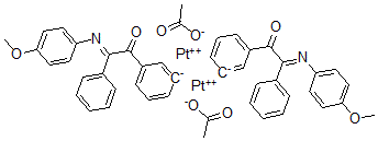 CAS#: 151306-14-8， Bis(mu-(acetato))bis(N-(4-methoxyphenyl)-alpha-benzoylbenzylideneamine)diplatinum(II)