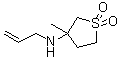 structure of CAS# 151775-05-2, N-Allyl-3-Methyltetrahydro-3-Thiophenamine 1,1-Dioxide;3-methyl-3-(prop-2-enylamino)thiolane-1,1-dione;Allyl-(3-<wbr>methyl-1,<wbr>1-dioxo-t<wbr>etrahydro<wbr>-1λ*6*-th<wbr>iophen-3-<wbr>yl)-amine;BAS 00821499