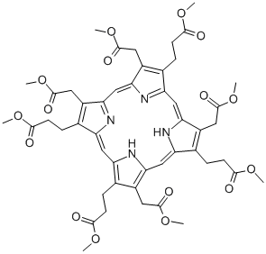 structure of CAS# 15435-60-6, 3,8,13,17-Tetrakis(2-Methoxy-2-Oxoethyl)-21H,23H-Porphine-2,7,12,18-Tetrapropanoicacid 2,7,12,18-Tetramethyl Ester;Tetramethyl 3,8,13,17-Tetrakis(2-Methoxy-2-Oxoethyl)-21H,23H-Porphine-2,7,12,18-Tetrapropionate