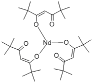 structure of CAS# 15492-47-4, (Oc-6-11)-Tris(2,2,6,6-Tetramethyl-3,5-Heptanedionato)-Neodymium;Neodymium(Iii) Tris(2,2,6,6-Tetramethyl-3,5-Heptanedionate);TRIS(2,2,6,6-TETRAMETHYL-3,5-HEPTANEDIONATO)NEODYMIUM(III);NEODYMIUM TRIS(2,2,6,6-TETRAMETHYL-3,5-HEPTANEDIONATE)