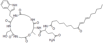 CAS#: 156223-08-4， N-[6-(Hydroxymethyl)-9-(1H-Indol-3-Ylmethyl)-17-Methyl-2,5,8,11,15-Pentaoxo-1-Oxa-4,7,10,14-Tetrazacycloheptadec-16-Yl]-2-[[(10E,12E)-9-Oxooctadeca-10,12-Dienoyl]Amino]Pentanediamide