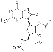 structure of CAS# 15717-45-0, 2',3',5-Tri-O-Acetyl-8-Bromoguanosine;[4-Acetoxy-5-(Acetoxymethyl)-2-(2-Amino-8-Bromo-6-Oxo-3H-Purin-9-Yl)Tetrahydrofuran-3-Yl] Acetate;Acetic Acid [4-Acetoxy-5-(Acetoxymethyl)-2-(2-Amino-8-Bromo-6-Oxo-3H-Purin-9-Yl)-3-Tetrahydrofuranyl] Ester;Acetic Acid [4-Acetoxy-5-(Acetoxymethyl)-2-(2-Amino-8-Bromo-6-Keto-3H-Purin-9-Yl)Tetrahydrofuran-3-Yl] Ester