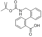 structure of CAS# 158066-11-6, 2'-[[[(1,1-Dimethylethoxy)Carbonyl]Amino]Methyl]-[1,1'-Biphenyl]-2-carboxylic Acid;2'-(((Tert-Butoxycarbonyl)Amino)Methyl)-[1,1'-Biphenyl]-2-Carboxylic Acid;2'-(BOC-AMINOMETHYL)-BIPHENYL-2-CARBOXYLIC ACID