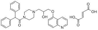 structure of CAS# 158681-49-3, 4-(Diphenylacetyl)-alpha-((5-quinolinyloxy)methyl)-1-piperazineethanol (E)-2-butenedioate (2:3) (salt);But-2-Enedioic Acid;1-[4-[2-Hydroxy-3-(5-Quinolyloxy)Propyl]Piperazin-1-Yl]-2,2-Di(Phenyl)Ethanone;1-[4-[2-Hydroxy-3-(5-Quinolyloxy)Propyl]Piperazin-1-Yl]-2,2-Diphenyl-Ethanone;But-2-Enedioic Acid;1-[4-[2-Hydroxy-3-(5-Quinolyloxy)Propyl]-1-Piperazinyl]-2,2-Di(Phenyl)Ethanone;1-[4-[2-Hydroxy-3-(5-Quinolyloxy)Propyl]-1-Piperazinyl]-2,2-Diphenylethanone;But-2-Enedioic Acid;1-[4-(2-Hydroxy-3-Quinolin-5-Yloxy-Propyl)Piperazin-1-Yl]-2,2-Di(Phenyl)Ethanone;1-[4-(2-Hydroxy-3-Quinolin-5-Yloxy-Propyl)Piperazin-1-Yl]-2,2-Diphenyl-Ethanone