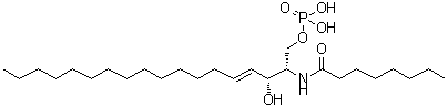 结构式 CAS# 158983-53-0, (2S,3R,4E)-3-羟基-2-(辛酰氨基)-4-十八碳烯-1-基二氢磷酸酯