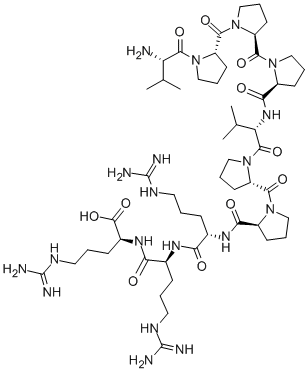 结构式 CAS# 159088-48-9, L-缬氨酰-L-脯氨酰-L-脯氨酰-L-脯氨酰-L-缬氨酰-L-脯氨酰-L-脯氨酰-L-精氨酰-L-精氨酰-L-精氨酸