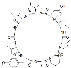 CAS#: 159404-79-2， 2-[(3S,6S,9S,15S,18S,21S,24S,27S,30S)-15,18-Di(Butan-2-Yl)-6-[(4-Methoxyphenyl)Methyl]-3,10,16,19,22,28-Hexamethyl-2,5,8,11,14,17,20,23,26,29-Decaoxo-9,24,27-Tri(Propan-2-Yl)-4-Oxa-1,7,10,13,16,19,22,25,28-Nonazabicyclo[28.4.0]Tetratriacontan-21-Yl]Acetic Acid