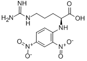 structure of CAS# 1602-42-2, Nalpha-(2,4-Dinitrophenyl)-L-Arginine;2-[(2,4-Dinitrophenyl)Amino]-5-Guanidino-Pentanoic Acid;2-[(2,4-Dinitrophenyl)Amino]-5-Guanidinopentanoic Acid;2-[(2,4-Dinitrophenyl)Amino]-5-Guanidino-Valeric Acid