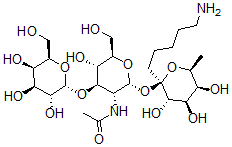 CAS#: 160243-25-4， N-[(2R,3R,4R,5S,6R)-2-[(2S,3S,4R,5S,6S)-2-(5-Aminopentyl)-3,4,5-Trihydroxy-6-Methyloxan-2-Yl]Oxy-5-Hydroxy-6-(Hydroxymethyl)-4-[(2S,3R,4S,5R,6R)-3,4,5-Trihydroxy-6-(Hydroxymethyl)Oxan-2-Yl]Oxyoxan-3-Yl]Acetamide