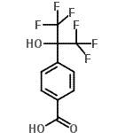 structure of CAS# 16261-80-6, 4-(1,1,1,3,3,3-Hexafluoro-2-Hydroxy-2-Propanyl)Benzoic Acid;(4-Carbox<wbr>yphenyl)-<wbr>1,1,1,3,3<wbr>,3-hexafl<wbr>uoropropa<wbr>n-2-ol, 4<wbr>-[Perfluo<wbr>ro(2-hydr<wbr>oxyprop-2<wbr>-yl)]benz<wbr>oic acid;4-(1,1,1,<wbr>3,3,3-Hex<wbr>afluoro-2<wbr>-hydroxyp<wbr>rop-2-yl)<wbr>benzoic a<wbr>cid 97%;4-(2-Hydrohexafluoroisopropyl)benzoic acid