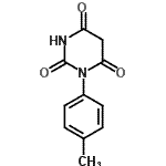 structure of CAS# 16348-04-2, 1-(4-Methylphenyl)-2,4,6(1H,3H,5H)-Pyrimidinetrione;1-(4-methylphenyl)-1,3,5-trihydropyrimidine-2,4,6-trione;1-(4-methylphenyl)-2,4,6(1H,3H,5H)-pyrimidinetrione;1-(4-methylphenyl)pyrimidine-2,4,6(1H,3H,5H)-trione