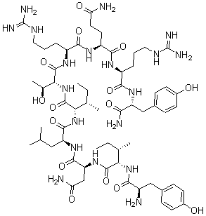 CAS#: 163887-48-7， D-Tyrosyl-L-Isoleucyl-L-Asparaginyl-L-Leucyl-L-Isoleucyl-D-Threonyl-L-Arginyl-L-Glutaminyl-L-Arginyl-D-Tyrosinamide