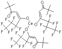 structure of CAS# 172424-98-5, Tris(6,6,7,7,8,8,8-Heptafluoro-2,2-Dimethyl-3,5-Octanedionate)Cerium(III);Cerium(III) 6,6,7,7,8,8,8-Heptafluoro-2,2-Dimethyl-3,5-Octanedionate  (Cerium Fod);TRIS(6,6,7,7,8,8,8-HEPTAFLUORO-2,2-DIMETHYL-3,5-OCTANE-DIONATE)CERIUM (III);CERIUM III 6,6,7,7,8,8,8-HEPTAFLUORO-2,2-DIMETHYL-3,5-OCTANEDIONATE