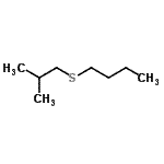structure of CAS# 1741-85-1, 1-(Isobutylsulfanyl)Butane;1-[(2-methylpropyl)sulfanyl]butane;Butylisobutylsulfide;n-Butyl isobutyl sulfide
