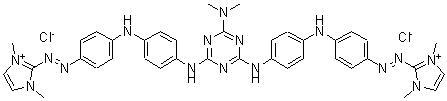 CAS#: 174514-06-8， 2,2'-[[6-(Dimethylamino)-1,3,5-Triazine-2,4-Diyl]Bis(Imino-4,1-Phenyleneimino-4,1-Phenylene-2,1-Diazenediyl)]Bis[1,3-Dimethyl-1H-Imidazolium Chloride (1:2)