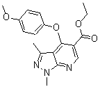 structure of CAS# 174842-34-3, 4-(4-Methoxyphenoxy)-1,3-Dimethyl-1H-Pyrazolo[3,4-b]Pyridine-5-carboxylic Acid Ethyl Ester;ETHYL 4-(4-METHOXYPHENOXY)-1,3-DIMETHYL-1H-PYRAZOLO[3,4-B]PYRIDINE-5-CARBOXYLATE;ETHYL 1,3-DIMETHYL-4-(4-METHOXYPHENOXY)-1H-PYRAZOLO(3,4-B)PYRIDINE-5-CARBOXYLATE