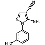 structure of CAS# 175135-59-8, 5-Amino-1-(3-Methylphenyl)-1H-Pyrazole-4-Carbonitrile;5-amino-1-(3-methylphenyl)pyrazole-4-carbonitrile;5-amino-1-(m-tolyl)pyrazole-4-carbonitrile;MLS000080007
