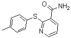 structure of CAS# 175135-83-8, 2-[(4-Methylphenyl)Thio]-3-Pyridinecarboxamide;2-(4-METHYLPHENYLTHIO)PYRIDINE-3-CARBOXAMIDE;2-[(4-METHYLPHENYL)THIO]NICOTINAMIDE