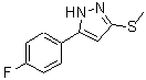 structure of CAS# 175137-20-9, 5-(4-Fluorophenyl)-3-(Methylsulfanyl)-1H-Pyrazole;3-(4-Fluorophenyl)-5-(methylthio)-1H-pyrazole 97%;3-(4-Fluorophenyl)-5-(methylthio)pyrazole;3-(4-fluorophenyl)-5-methylthiopyrazole