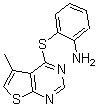 structure of CAS# 175137-24-3, 2-[(5-Methylthieno[2,3-d]Pyrimidin-4-Yl)Thio]-Benzenamine;4-(2-AMINOPHENYLTHIO)-5-METHYLTHIENO(2,3-D)PYRIMIDINE;2-[(5-METHYLTHIENO[2,3-D]PYRIMIDIN-4-YL)THIO]ANILINE