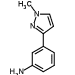 structure of CAS# 175202-37-6, 3-(1-Methyl-1H-Pyrazol-3-Yl)Aniline;3-(1-METHYL-1H-PYRAZOL-3-YL)ANILINE;3-(1-Methyl-1H-pyrazol-3-yl)-phenylamine;3-(1-methylpyrazol-3-yl)phenylamine