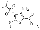 structure of CAS# 175202-72-9, 3-Amino-4-[(1-Methylethyl)Sulfonyl]-5-(Methylthio)-2-Thiophenecarboxylic Acid Ethyl Ester;Ethyl 3-Amino-4-(Isopropylsulphonyl)-5-(Methylthio)Thiophene-2-Carboxylate;ETHYL 3-AMINO-4-(ISOPROPYLSULFONYL)-5-(METHYLTHIO)THIOPHENE-2-CARBOXYLATE