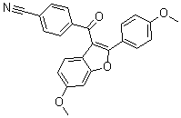 structure of CAS# 176977-56-3, 4-[[6-Methoxy-2-(4-Methoxyphenyl)-3-Benzofuranyl]Carbonyl]-Benzonitrile;4-[[6-METHOXY-2-(4-METHOXYPHENYL)-3-BENZOFURANYL]CARBONYL]BENZONITRILE;4-[6-Methoxy-2-(4-Methoxyphenyl)Benzofuran-3-Carbonyl]Benzonitrile;LY320135