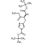 structure of CAS# 17791-51-4, Methyl N,1-Bis{[(2-Methyl-2-Propanyl)Oxy]Carbonyl}-L-Histidinate;[Methyl(S<wbr>)-3[1-(1,<wbr>1-dimethy<wbr>lethoxyca<wbr>rbonyl)-1<wbr>-H-imidar<wbr>al-4-yl]-<wbr>2-[(1,1-d<wbr>imethylet<wbr>hoxycarbo<wbr>nyl)amino<wbr>]propiona<wbr>te];N(Î±), N-(im)-Di-Boc-L-histidine methyl ester;N(α), N-(im)-Di-Boc-L-histidine methyl ester