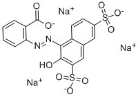 structure of CAS# 1836-22-2, 2-[2-(2-Hydroxy-3,6-Disulfo-1-Naphthalenyl)Diazenyl]-Benzoic Acid Sodium Salt (1:3);Trisodium 2-[(N'z)-N'-(2-Oxo-3,6-Disulfonato-1-Naphthylidene)Hydrazino]Benzoate;Trisodium 2-[(N'z)-N'-(2-Keto-3,6-Disulfonato-1-Naphthylidene)Hydrazino]Benzoate;Trisodium 2-[(2Z)-2-(2-Oxo-3,6-Disulfonato-Naphthalen-1-Ylidene)Hydrazinyl]Benzoate