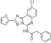 结构式 CAS# 183721-15-5, N-[9-氯-2-(2-呋喃基)[1,2,4]三唑并[1,5-c]喹唑啉-5-基]-2-苯基乙酰胺
