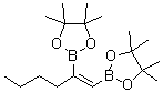 structure of CAS# 185427-48-9, (E)-1-Hexene-1,2-diboronic acid bis(pinacol) ester;(1E)-1,2-<wbr>Bis(4,4,5<wbr>,5-tetram<wbr>ethyl-1,3<wbr>,2-dioxab<wbr>orolan-2-<wbr>yl)hex-1-<wbr>ene;(1E)-Hex-1-ene-1,2-diboronic acid, pinacol diester;(E)-1-Hexene-1,2-diboronic acid bis(pinacol) ester