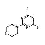 structure of CAS# 189003-02-9, 4-(4,6-Difluoro-2-Pyrimidinyl)Morpholine;2-Morpholino-4,6-difluoropyrimidine;2-MORPHOLINO-4,6-DIFLUORO-PYRIMIDINE;MORPHOLINE,4-(4,6-DIFLUORO-2-PYRIMIDINYL)-