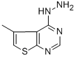 structure of CAS# 19786-56-2, 4-Hydrazinyl-5-Methyl-Thieno[2,3-d]Pyrimidine;4-HYDRAZINO-5-METHYLTHIENO[2,3-D]PYRIMIDINE;5-METHYLTHIENO[2,3-D]PYRIMIDIN-4-HYDRAZINE;4-Hydrazino-5-Methylthieno[2,3-D]Pyridine