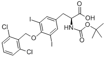 结构式 CAS# 201416-66-2, (2S)-3-[4-[(2,6-二氯苯基)甲氧基]-3,5-二碘苯基]-2-[(2-甲基丙烷-2-基)氧基羰基氨基]丙酸
