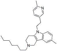 CAS#: 20771-49-7， 2,3,4,5-Tetrahydro-2-Heptyl-8-Methyl-5-[2-(6-Methyl-3-Pyridyl)Ethyl]-1H-Pyrido[4,3-b]Indole