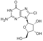 structure of CAS# 2104-68-9, 8-Chloro-Guanosine;2-Amino-8-Chloro-9-[(2R,3R,4S,5R)-3,4-Dihydroxy-5-(Hydroxymethyl)Tetrahydrofuran-2-Yl]-3H-Purin-6-One;2-Amino-8-Chloro-9-[(2R,3R,4S,5R)-3,4-Dihydroxy-5-(Hydroxymethyl)-2-Tetrahydrofuranyl]-3H-Purin-6-One;2-Amino-8-Chloro-9-[(2R,3R,4S,5R)-3,4-Dihydroxy-5-Methylol-Tetrahydrofuran-2-Yl]-3H-Purin-6-One