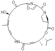 CAS 登录号：21102-49-8， 8,9,14,15,24,25,26,26alpha-八氢-14-羟基-4,12-二甲基-3-(1-甲基乙基)-(3R,4R,5E,10E,12E,14S,26alphaR)-3H-21,18-次氮基-1H,22H-吡咯并[2,1-c][1,8,4,19]二氧杂二氮杂二十四环-1,7,16,22(4H,17H)-四酮