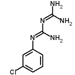 structure of CAS# 2113-05-5, 1-(3-Chlorophenyl)-3-(Diaminomethylene)Guanidine;(3,3-diamino-1-imino-2-azaprop-2-enyl)(3-chlorophenyl)amine;1 (3 chlorophenyl)biguanide;1-(3-chlorophenyl)-3-(diaminomethylidene)guanidine