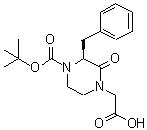structure of CAS# 215121-89-4, [(3S)-3-Benzyl-4-{[(2-Methyl-2-Propanyl)Oxy]Carbonyl}-2-Oxo-1-Piperazinyl]Acetic Acid;(3S)-4-Boc-1-carboxymethyl-3-benzyl-piperazin-2-one