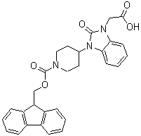 structure of CAS# 215190-29-7, (3-{1-[(9H-Fluoren-9-Ylmethoxy)Carbonyl]-4-Piperidinyl}-2-Oxo-2,3-Dihydro-1H-Benzimidazol-1-Yl)Acetic Acid;Fmoc-4-(3-carboxymethyl-2-keto-one-benzimidazolyl)piperidine