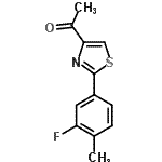 结构式 CAS# 228581-94-0, 1-[2-(3-氟-4-甲基苯基)-1,3-噻唑-4-基]乙酮