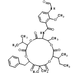 CAS#: 22862-49-3， N-(15-Benzyl-10-Sec-Butyl-3-Isopropyl-7,13,13-Trimethyl-2,5,9,12,14-Pentaoxo-1,4,8,11-Tetraoxacyclopentadecan-6-Yl)-3-Formamido-2-Methoxybenzamide