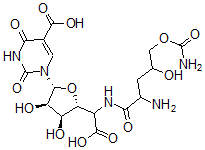 CAS#: 22976-87-0， 5-[[2-Amino-5-O-(aminocarbonyl)-2,3-dideoxy-L-erythro-pentonoyl]amino]-1-(5-carboxy-3,4-dihydro-2,4-dioxo-1(2H)-pyrimidinyl)-1,5-dideoxy-beta-D-Allofuranuronic acid