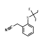 structure of CAS# 237424-20-3, {2-[(Trifluoromethyl)Sulfanyl]Phenyl}Acetonitrile;{2-[(Trifluoromethyl)sulphanyl]phenyl}acetonitrile;2-(2-((trifluoromethyl)thio)phenyl)acetonitrile;2-(Trifluoromethylthio)phenylacetonitrile