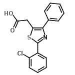 structure of CAS# 23821-79-6, [2-(2-Chlorophenyl)-4-Phenyl-1,3-Thiazol-5-Yl]Acetic Acid;2-(2-(2-chlorophenyl)-4-phenylthiazol-5-yl)acetic acid;2-[2-(2-chlorophenyl)-4-phenyl-1,3-thiazol-5-yl]acetic acid;2-[2-(2-Chlorophenyl)-4-phenyl-1,3-thiazol-5-yl]-acetic acid