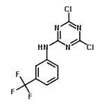 structure of CAS# 2394-87-8, 4,6-Dichloro-N-[3-(Trifluoromethyl)Phenyl]-1,3,5-Triazin-2-Amine;4,6-Dichloro-2-(3-trifluoromethylphenylamino)[1,3,5]triazine;4,6-dichloro-N-(3-(trifluoromethyl)phenyl)-1,3,5-;4,6-dichl<wbr>oro-N-(3-<wbr>(trifluor<wbr>omethyl)p<wbr>henyl)-1,<wbr>3,5-triaz<wbr>in-2-amine
