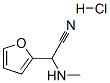 structure of CAS# 24026-94-6, alpha-(Methylamino)Furan-2-Acetonitrile, Monohydrochloride;2-(2-Furyl)-2-Methylamino-Acetonitrile Chloride;2-(2-Furyl)-2-Methylaminoacetonitrile Chloride;2-(Furan-2-Yl)-2-Methylamino-Ethanenitrile Chloride
