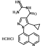 structure of CAS# 241800-97-5, 5-Cyclopropyl-N-(Diaminomethylene)-1-(5-Quinolinyl)-1H-Pyrazole-4-Carboxamide Dihydrochloride;[1-(Quino<wbr>lin-5-yl)<wbr>-5-cyclop<wbr>ropyl-1H-<wbr>pyrazole-<wbr>4-carbony<wbr>l]guanidi<wbr>ne dihydr<wbr>ochloride;[241800-97-5];CP 597396